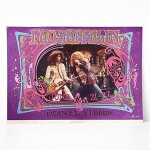 Bob Masse Signed Led Zeppelin Poster Los Angeles Forum 1977 Psychedelic 23x15